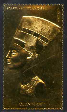 Staffa 1981 Egyptology Â£8 Queen Nefertiti embossed in 23k gold foil (Rosen #1034) unmounted mint, stamps on egyptology, stamps on history, stamps on tourism, stamps on royalty, stamps on 