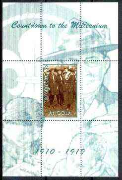 Angola 1999 Countdown to the Millennium #02 (1910-1919) perf souvenir sheet (Girl Guides & Scouting) unmounted mint, stamps on scouts, stamps on guides, stamps on millennium