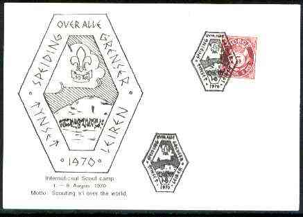 Norway 1970 Commemorative card for International Scout Camp with special illustrated cancel, stamps on scouts