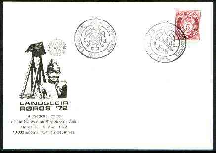Norway 1972 Commemorative card for Landsleir R¿ros National Scout Camp with special illustrated cancel, stamps on scouts