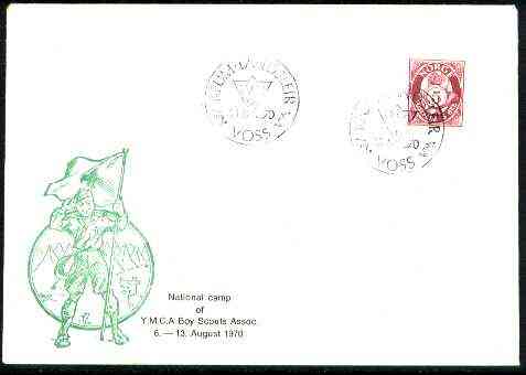 Norway 1970 Commemorative cover for Kfum Landsleir National YMCA Scout Camp with special illustrated cancel, stamps on scouts
