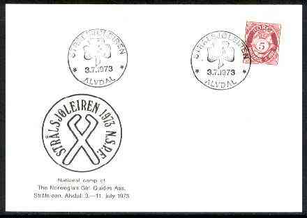 Norway 1973 Commemorative card for StrŒlsj¿en National Guide Camp with special illustrated cancel, stamps on scouts, stamps on guides