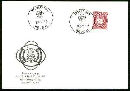 Norway 1968 Commemorative card for Heddal National Girl Guide Camp with special illustrated cancel, stamps on scouts, stamps on guides