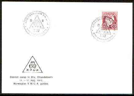 Norway 1972 Commemorative card for Bru District YWCA Girl Guide Camp with special illustrated cancel, stamps on scouts, stamps on guides