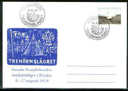 Sweden 1970 Commemorative card for Treh\9Arnsl\8Agret Scouts with special illustrated cancel, stamps on scouts