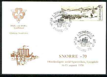 Sweden 1970 Commemorative card for Goteborg 'Snorre 70' Scouts with special illustrated (Viking Boat) cancel, stamps on scouts, stamps on vikings