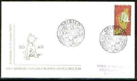 Denmark 1970 Commemorative cover for Gelsted Scouts 50th Anniversary with special illustrated (Wolf) cancel, stamps on scouts, stamps on wolf