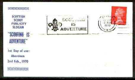 Great Britain 1970 Commemorative cover for Scottish Scout Publicity with Scouting is Adventure cancel, stamps on scouts, stamps on cuide, stamps on ships, stamps on scots, stamps on scotland