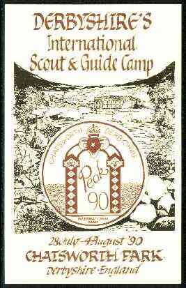 Great Britain 1990 Chatsworth Park illustrated postcard for Derbyshires Int Scout & Guide Camp, unused and pristine, stamps on scouts, stamps on guides