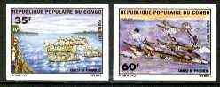 Congo 1977 Pirogue Racing set of 2 imperf from limited printing unmounted mint, as SG 552-53*, stamps on , stamps on  stamps on canoes, stamps on  sport