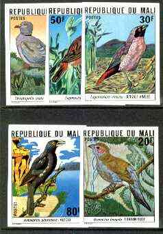 Mali 1978 Birds set of 5, imperf from limited printing unmounted mint as SG 632-36, stamps on birds, stamps on finches, stamps on dove