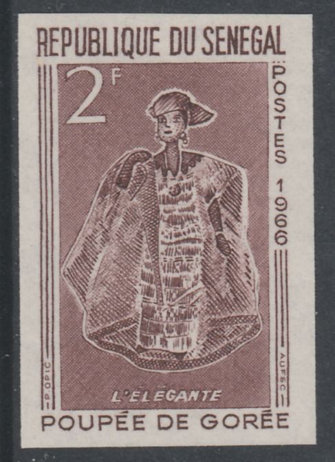 Senegal 1965 Goree Puppet 2f imperf colour trial from limited printing (several different colour combinations available but price is for ONE) as SG 316 unmounted mint, stamps on toys, stamps on theatre