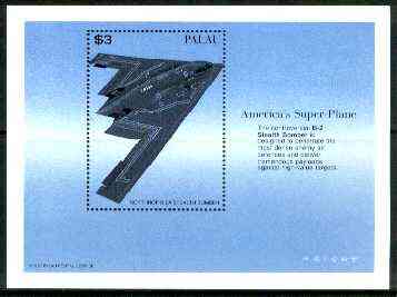 Palau 1996 Northrop B-2A Stealth Bomber perf m/sheet unmounted mint, SG MS 1097, stamps on aviation, stamps on northrop