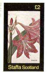 Staffa 1982 Flowers #34 (Red Amaryllis) imperf deluxe sheet (Â£2 value) unmounted mint, stamps on flowers    