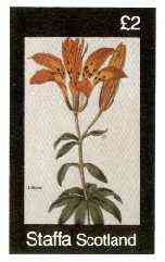 Staffa 1982 Flowers #37 (Lilium) imperf deluxe sheet (Â£2 value) unmounted mint, stamps on flowers