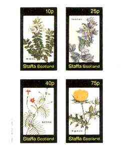 Staffa 1982 Flowers #39 (Veronica, Teucrium, Ipomcea & Argemone) imperf set of 4 values unmounted mint , stamps on flowers