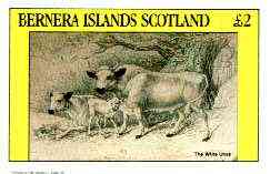 Bernera 1982 Domesticated Animals (Urus) imperf deluxe sheet (Â£2 value) unmounted mint, stamps on animals, stamps on bovine