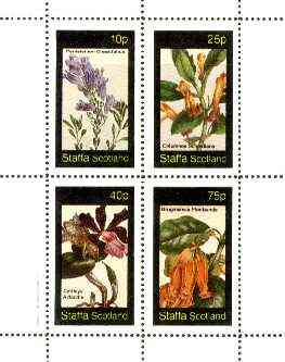 Staffa 1982 Flowers #40 (Pentstemon, Columnea, Cattleya & Brugmansia) perf set of 4 values unmounted mint, stamps on flowers