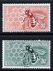 Spain 1962 Europa (Bees) set of 2 unmounted mint SG 1509-10*, stamps on , stamps on  stamps on europa, stamps on insects, stamps on honey, stamps on bees