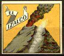 Match Box Labels - El Izalco (Volcano - yellow background) label in very fine unused condition (Swedish), stamps on volcanoes