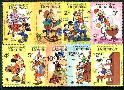 Dominica 1979 Int Year of the Child (Disney Cartoon Characters) set of 9 unmounted mint, SG 691-99, stamps on , stamps on  iyc , stamps on disney, stamps on music, stamps on bagpipes, stamps on scots, stamps on scotland