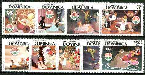 Dominica 1980 Christmas (Scenes from Disney's Peter Pan) set of 9 unmounted mint, SG 722-30*, stamps on disney, stamps on christmas, stamps on pirates, stamps on scots, stamps on scotland
