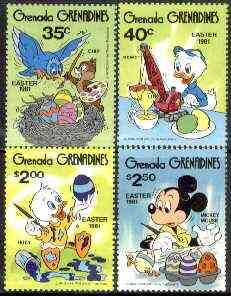 Grenada - Grenadines 1981 Easter (walt Disney's Characters) set of 4 unmounted mint, SG 434-37*, stamps on disney, stamps on easter