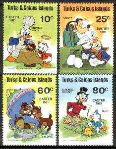 Turks & Caicos Islands 1981 Easter (Walt Disney's Characters) set of 4 unmounted mint, SG 643-46*, stamps on disney, stamps on easter