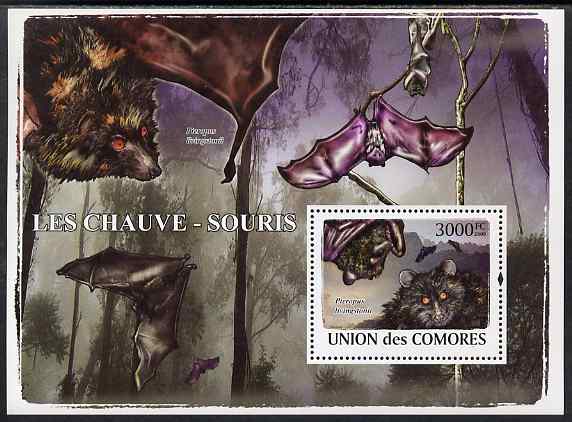 Comoro Islands 2009 Bats perf s/sheet unmounted mint, stamps on animals, stamps on mammals, stamps on bats