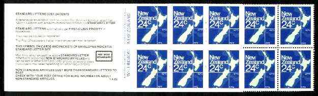 Booklet - New Zealand 1982 $2.40 booklet containing pane of 10 x 24c (Map) perf 14.5 x 14, SB 37a, stamps on maps