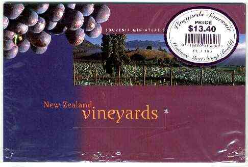 New Zealand 1997 Vineyards $13.40 booklet complete and pristine, SB 85, stamps on wine, stamps on alcohol, stamps on drink