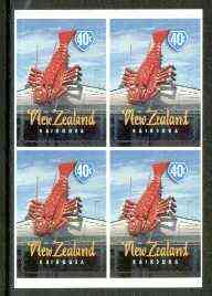 New Zealand 1998 Town Icons 40c Crawfish self-adhesive block of 4, SG 2199, stamps on fish, stamps on food, stamps on statues, stamps on self adhesive