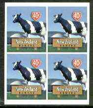 New Zealand 1998 Town Icons 40c Big Cow self-adhesive block of 4 unmounted mint, SG 2205, stamps on cows, stamps on bovine, stamps on statues, stamps on self adhesive