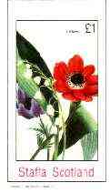 Staffa 1982 Flowers #48 (Lillies) imperf souvenir sheet (Â£1 value) unmounted mint, stamps on flowers