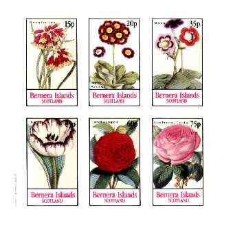 Bernera 1982 Flowers #22 (Auriculas, Rose, Tulip, etc) imperf  set of 6 values unmounted mint , stamps on flowers, stamps on roses
