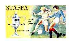 Staffa 1972 Pictorial imperf souvenir sheet (35p value) Celtic & Rangers Scottish Cup opt'd IBRA Munich 1973 unmounted mint, stamps on stamp exhibitions, stamps on football, stamps on sport, stamps on scots, stamps on scotland