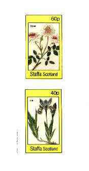 Staffa 1982 Flowers #51 (Rosa & Iris) imperf set of 2 values (40p & 60p) unmounted mint, stamps on flowers