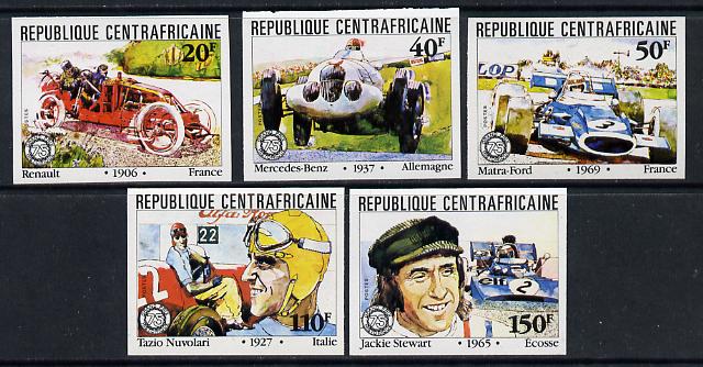 Central African Republic 1981 French Grand Prix (Cars & Drivers) imperf set of 5 unmounted mint, stamps on cars    racing cars  sport     renault     matra ford     mercedes benz    jackie stewart, stamps on scots, stamps on scotland     