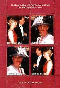 Bernera 1999 Royal Wedding (Edward & Sophie) perf sheetlet containing set of 4 values unmounted mint, stamps on royalty, stamps on edward, stamps on sophie