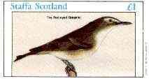 Staffa 1982 Birds #69 (Red-eyed Greenlet) imperf souvenir sheet (Â£1 value) unmounted mint, stamps on birds 
