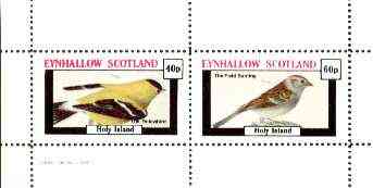Eynhallow 1982 Birds #29 (Yellowbird & Field Bunting) perf set of 2 values unmounted mint, stamps on birds   