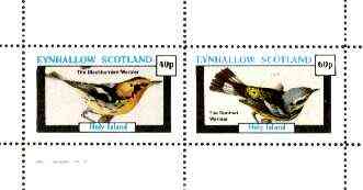 Eynhallow 1982 Birds #32 (Blackburnian & Spotted Warblers) perf set of 2 values unmounted mint, stamps on , stamps on  stamps on birds   
