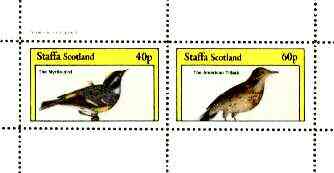 Staffa 1982 Birds #72 (Myrtle-bird & Titlark) perf set of 2 values unmounted mint, stamps on birds 