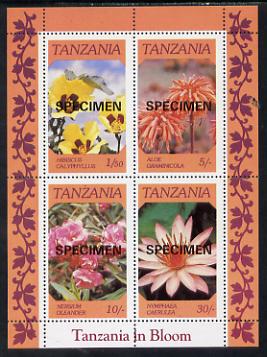 Tanzania 1986 Flowers  m/sheet overprinted SPECIMEN unmounted mint (as SG MS 478), stamps on flowers