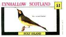 Eynhallow 1982 Birds #35 (Hooded Warbler) imperf souvenir sheet (Â£1 value) unmounted mint, stamps on , stamps on  stamps on birds   