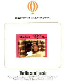 Bhutan 1988c Handcrafts & Antiquities 3.0nu imperf proof on House of Questa card, prepared for use but never issued, rare archive item, stamps on crafts, stamps on antiques, stamps on artefacts