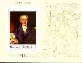 Hungary 1982 Goethe Death Anniversary unmounted mint imperf miniature sheet Mi Bl 161B, stamps on personalities, stamps on literature, stamps on poetry, stamps on death, stamps on masonics, stamps on masonry