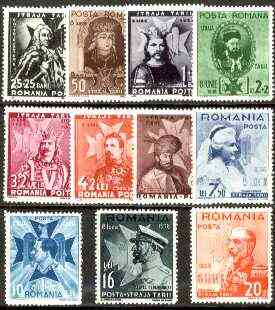 Rumania 1938 Boy Scouts Fund (8th Anniversary of Accession) set of 11 unmounted mint,  Mi 553-63, stamps on scouts