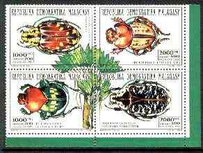 Madagascar 1993 Insects se-tenant block of 4 unmounted mint, stamps on insects