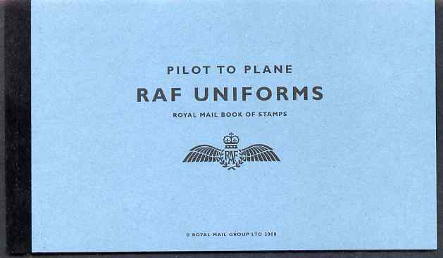Booklet - Great Britain 2008 Pilot to Plane - RAF Uniforms Â£7.15 Prestige booklet complete and very fine, SG DX42, stamps on uniforms, stamps on military uniforms, stamps on militaria, stamps on royal air force, stamps on  raf , stamps on aviation